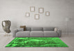 Machine Washable Abstract Green Contemporary Area Rugs in a Living Room,, wshcon778grn