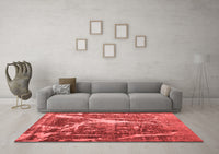 Machine Washable Abstract Red Contemporary Rug, wshcon778red