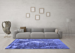Machine Washable Abstract Blue Contemporary Rug in a Living Room, wshcon778blu