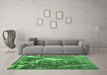 Machine Washable Abstract Emerald Green Contemporary Area Rugs in a Living Room,, wshcon778emgrn