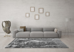 Machine Washable Abstract Gray Contemporary Rug in a Living Room,, wshcon778gry