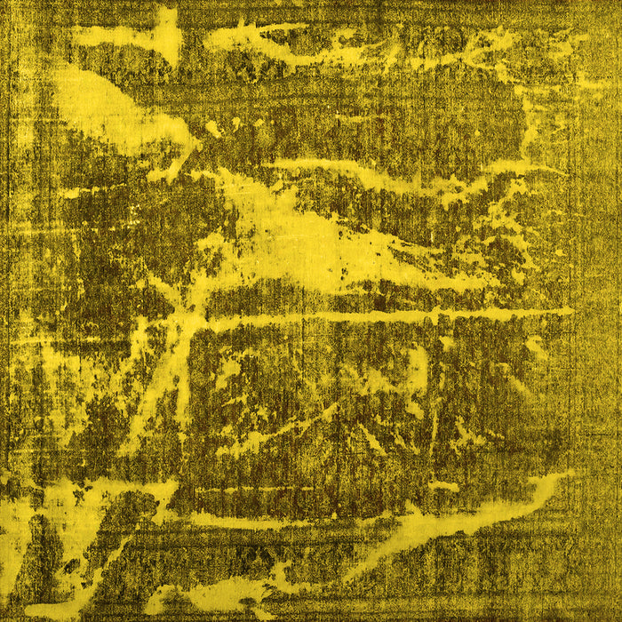 Square Abstract Yellow Contemporary Rug, con778yw