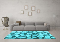 Machine Washable Abstract Light Blue Contemporary Rug, wshcon779lblu