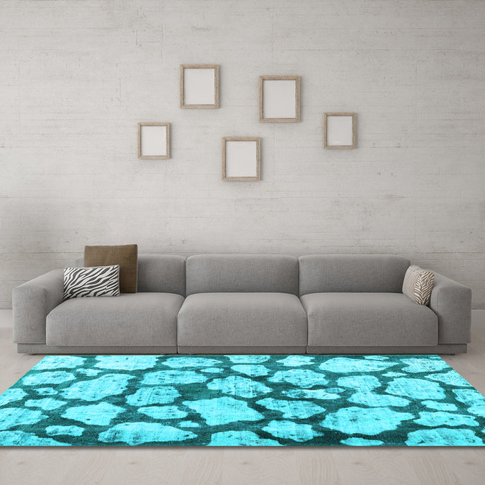 Machine Washable Abstract Light Blue Contemporary Rug in a Living Room, wshcon779lblu