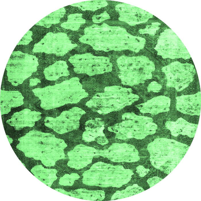 Round Abstract Emerald Green Contemporary Rug, con779emgrn