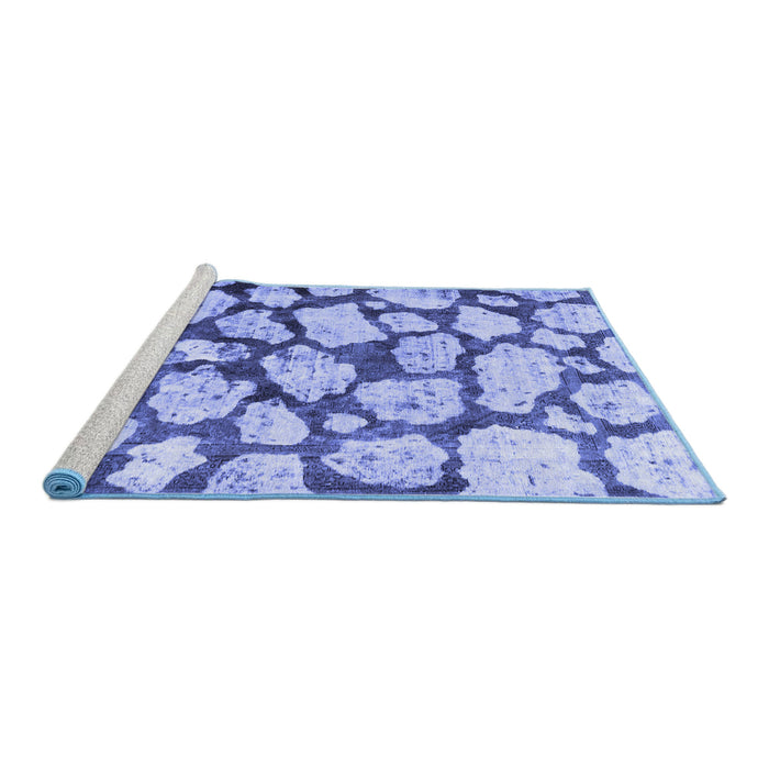 Sideview of Machine Washable Abstract Blue Contemporary Rug, wshcon779blu