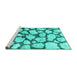 Sideview of Machine Washable Abstract Turquoise Contemporary Area Rugs, wshcon779turq