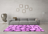 Machine Washable Abstract Pink Contemporary Rug, wshcon779pnk