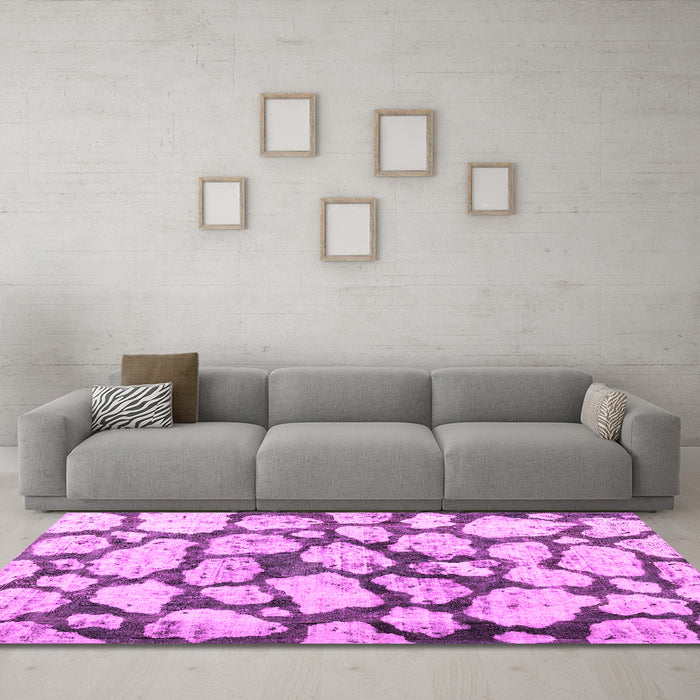 Machine Washable Abstract Pink Contemporary Rug in a Living Room, wshcon779pnk