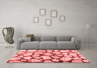 Machine Washable Abstract Red Contemporary Rug, wshcon779red