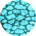 Round Abstract Light Blue Contemporary Rug, con779lblu