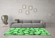 Machine Washable Abstract Emerald Green Contemporary Area Rugs in a Living Room,, wshcon779emgrn