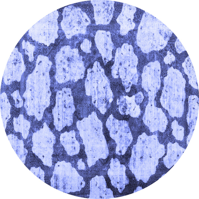 Round Abstract Blue Contemporary Rug, con779blu