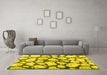 Machine Washable Abstract Yellow Contemporary Rug in a Living Room, wshcon779yw