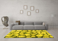 Machine Washable Abstract Yellow Contemporary Rug, wshcon779yw