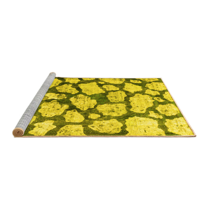 Sideview of Machine Washable Abstract Yellow Contemporary Rug, wshcon779yw