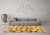 Machine Washable Abstract Orange Contemporary Rug, wshcon779org