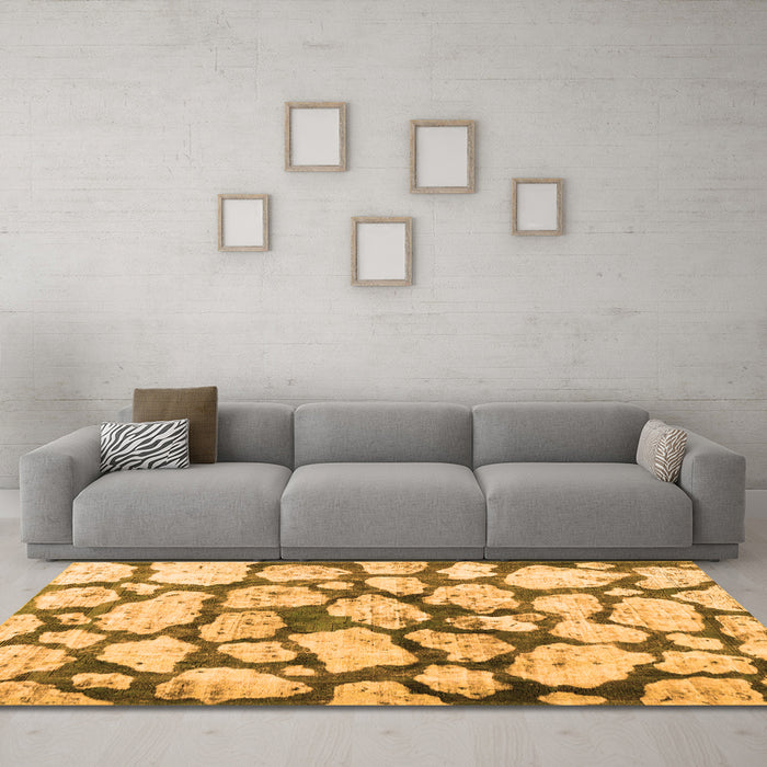 Machine Washable Abstract Orange Contemporary Area Rugs in a Living Room, wshcon779org