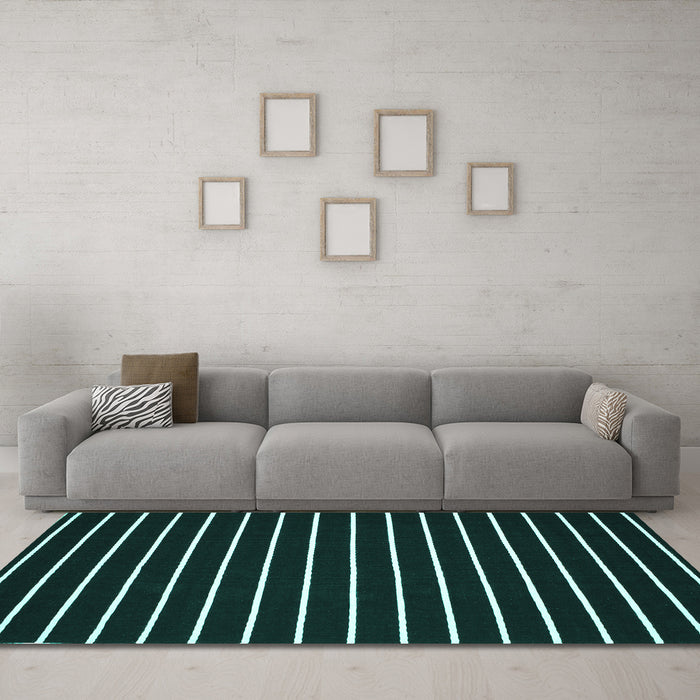 Machine Washable Abstract Turquoise Contemporary Area Rugs in a Living Room,, wshcon77turq
