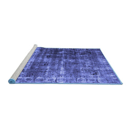 Sideview of Machine Washable Abstract Blue Contemporary Rug, wshcon780blu