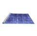 Sideview of Machine Washable Abstract Blue Contemporary Rug, wshcon780blu