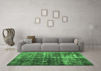 Machine Washable Abstract Emerald Green Contemporary Rug, wshcon780emgrn