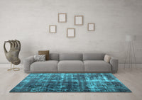 Machine Washable Abstract Light Blue Contemporary Rug, wshcon780lblu