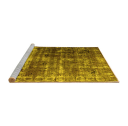 Sideview of Machine Washable Abstract Yellow Contemporary Rug, wshcon780yw
