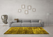 Machine Washable Abstract Yellow Contemporary Rug in a Living Room, wshcon780yw