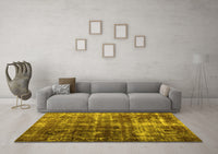 Machine Washable Abstract Yellow Contemporary Rug, wshcon780yw