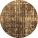 Round Machine Washable Abstract Brown Contemporary Rug, wshcon780brn