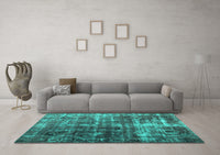 Machine Washable Abstract Turquoise Contemporary Rug, wshcon780turq