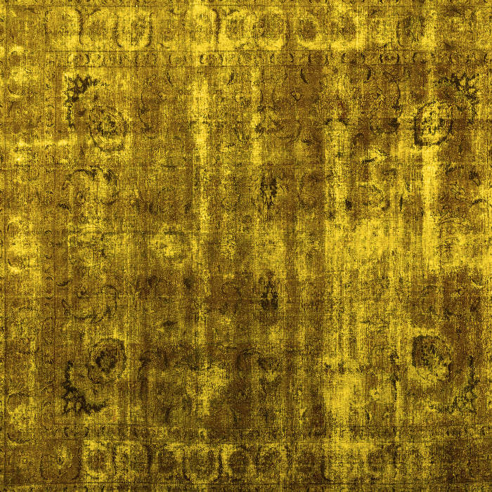 Square Machine Washable Abstract Yellow Contemporary Rug, wshcon780yw