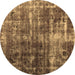 Round Abstract Brown Contemporary Rug, con780brn