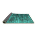 Sideview of Abstract Turquoise Contemporary Rug, con780turq