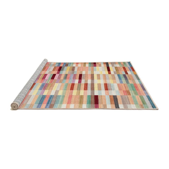 Serging Thickness of Machine Washable Contemporary Sunrise Orange Rug, wshcon781