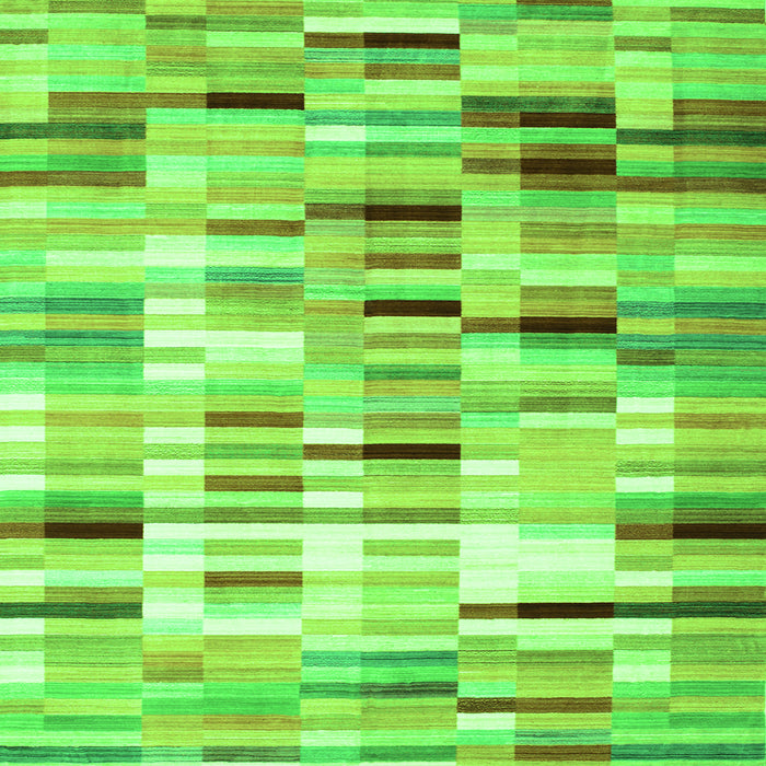 Round Machine Washable Southwestern Green Country Area Rugs, wshcon781grn