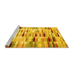 Sideview of Machine Washable Southwestern Yellow Country Rug, wshcon781yw