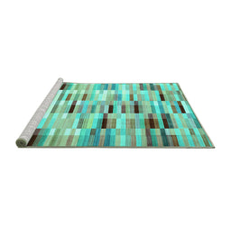 Sideview of Machine Washable Southwestern Turquoise Country Area Rugs, wshcon781turq