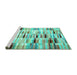 Sideview of Machine Washable Southwestern Turquoise Country Area Rugs, wshcon781turq