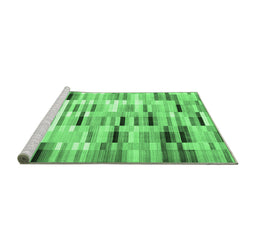 Sideview of Machine Washable Southwestern Emerald Green Country Area Rugs, wshcon781emgrn
