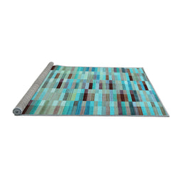 Sideview of Machine Washable Southwestern Light Blue Country Rug, wshcon781lblu