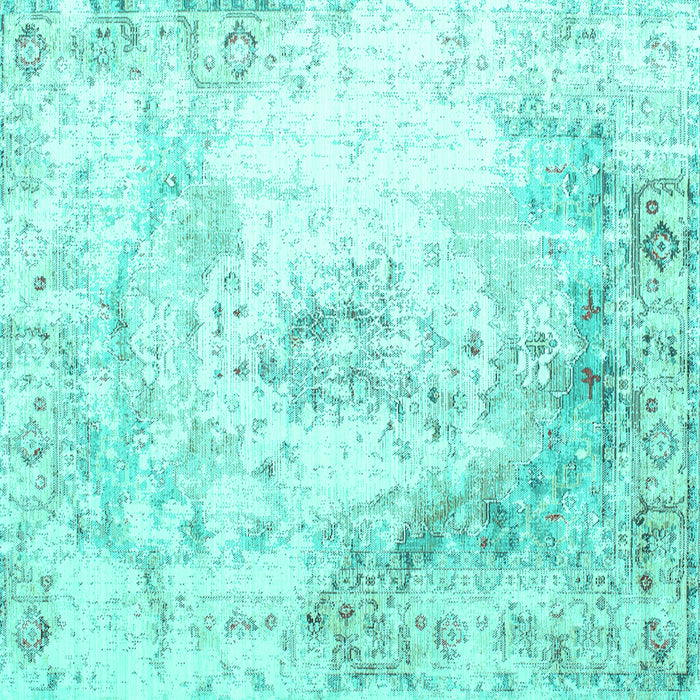 Square Machine Washable Abstract Turquoise Contemporary Area Rugs, wshcon782turq