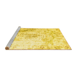 Sideview of Machine Washable Abstract Yellow Contemporary Rug, wshcon782yw