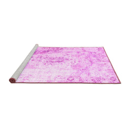 Sideview of Machine Washable Abstract Pink Contemporary Rug, wshcon782pnk