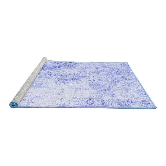 Sideview of Machine Washable Abstract Blue Contemporary Rug, wshcon782blu