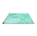 Sideview of Machine Washable Abstract Turquoise Contemporary Area Rugs, wshcon782turq