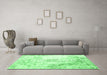 Machine Washable Abstract Emerald Green Contemporary Area Rugs in a Living Room,, wshcon782emgrn