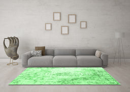Machine Washable Abstract Emerald Green Contemporary Area Rugs in a Living Room,, wshcon782emgrn
