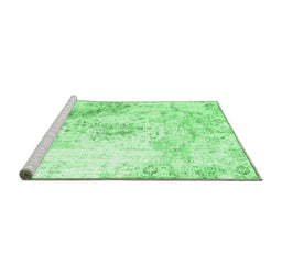 Sideview of Machine Washable Abstract Emerald Green Contemporary Area Rugs, wshcon782emgrn